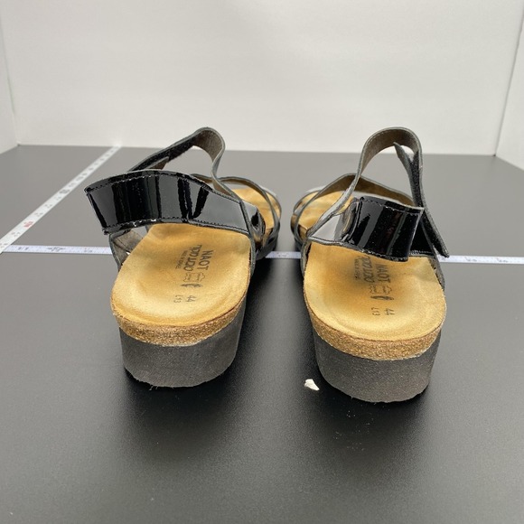 Naot Sandals Womens Size 13 44 Black Patent Leather Wedge Strappy Comfort Shoes - Picture 4 of 12